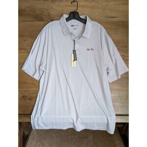 Onward Reserve Polo Shirt Mens Large White Script Tents Printed Performance NWT